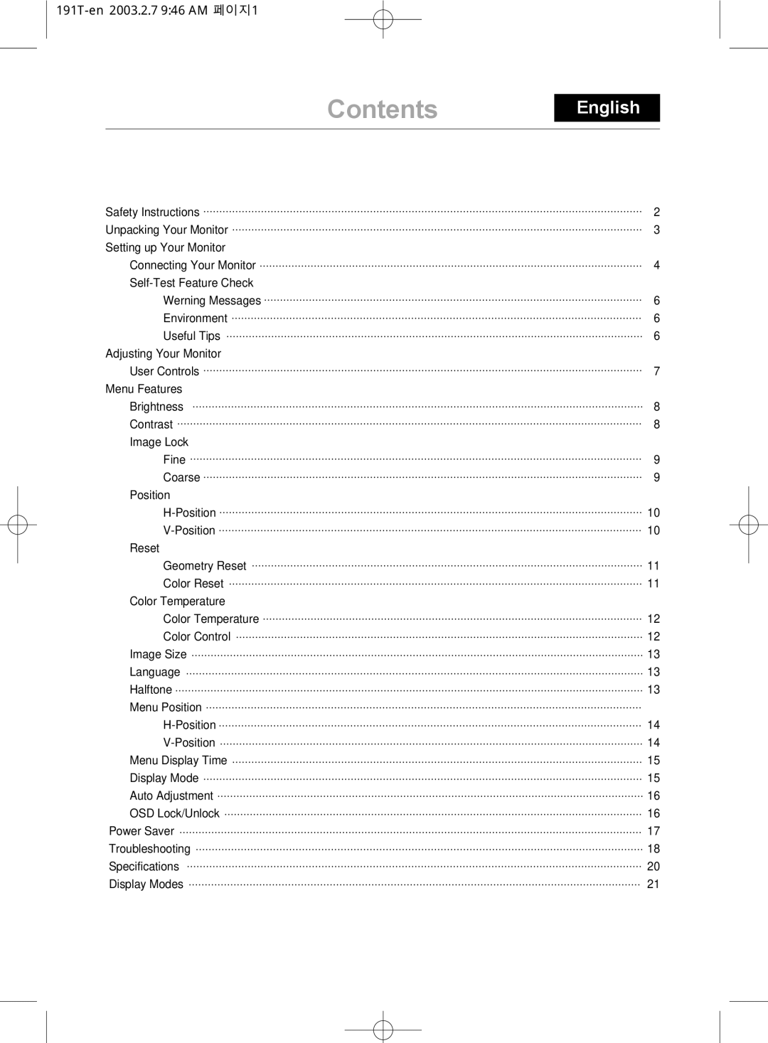 Samsung GH19BSASV/VNT, GH19BSAS/VNT manual Contents English 