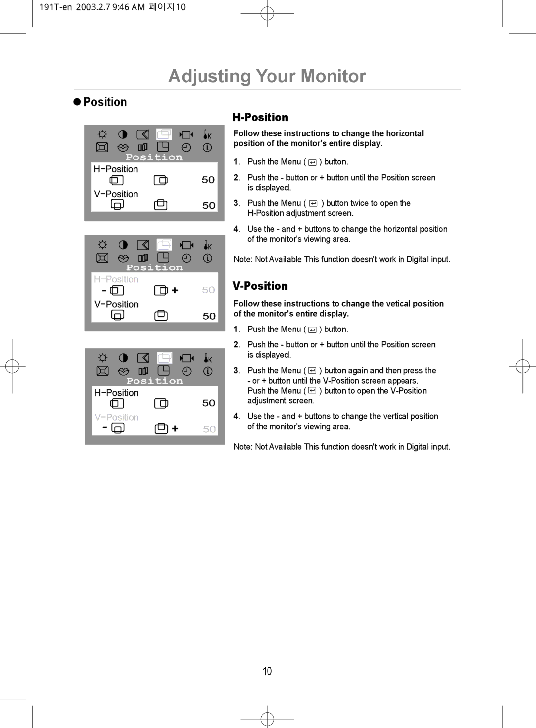 Samsung GH19BSAS/VNT, GH19BSASV/VNT manual Position 