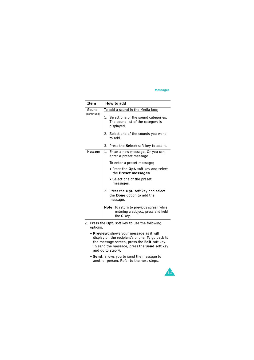 Samsung GH68-06534A manual Sound To add a sound in the Media box 