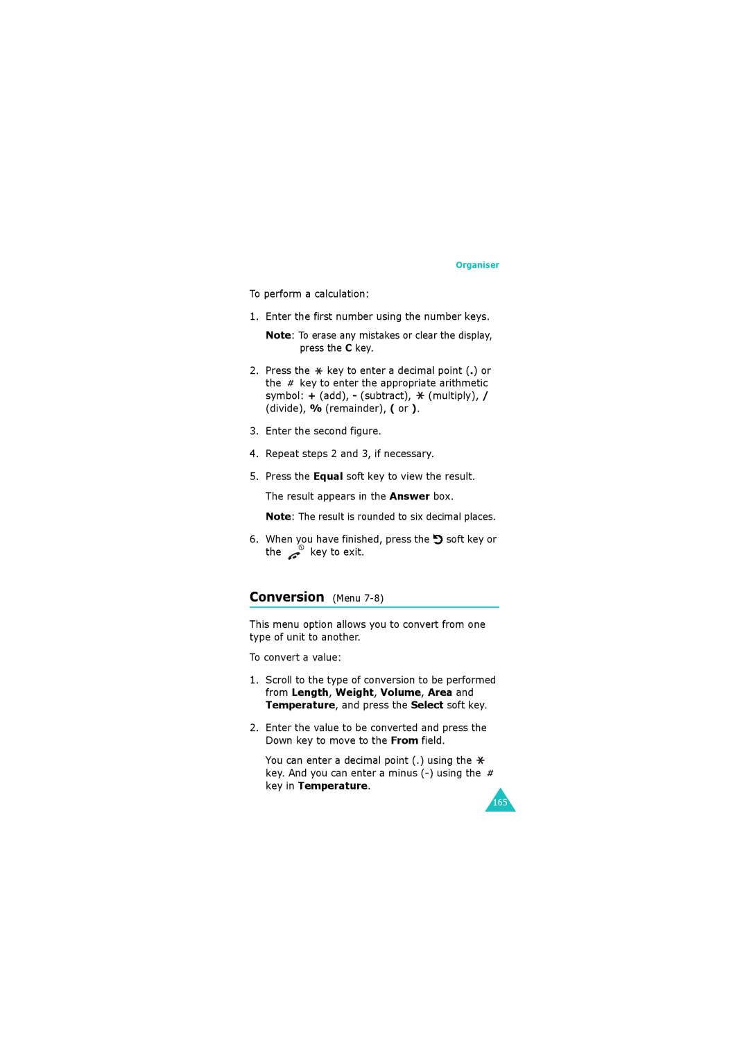 Samsung GH68-06534A manual Conversion Menu, Enter the second figure Repeat steps 2 and 3, if necessary 