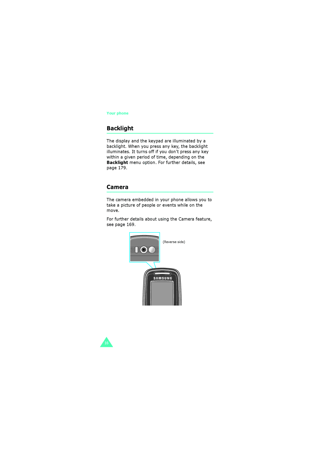 Samsung GH68-06534A manual Backlight, Camera 