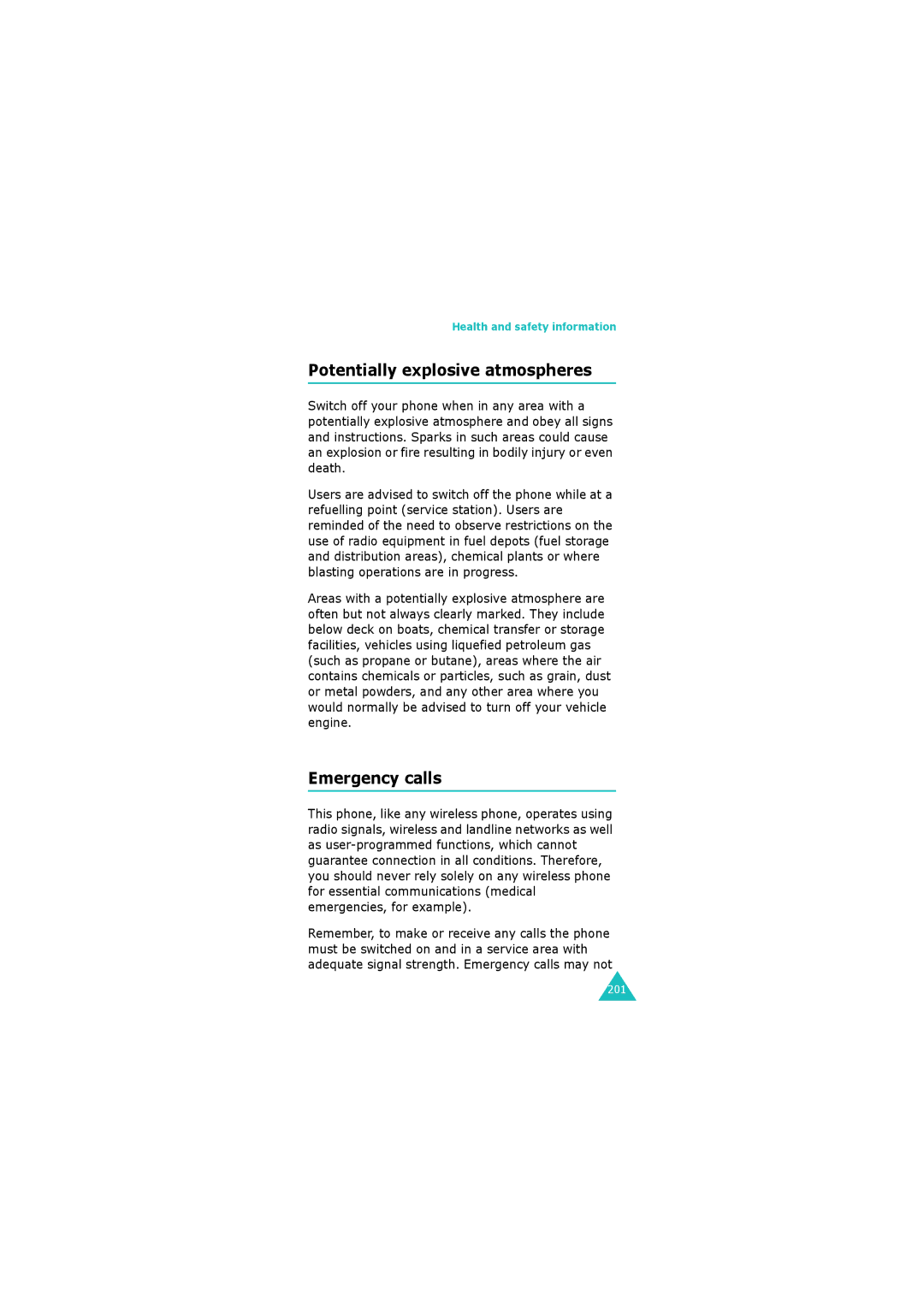 Samsung GH68-06534A manual Potentially explosive atmospheres, Emergency calls 