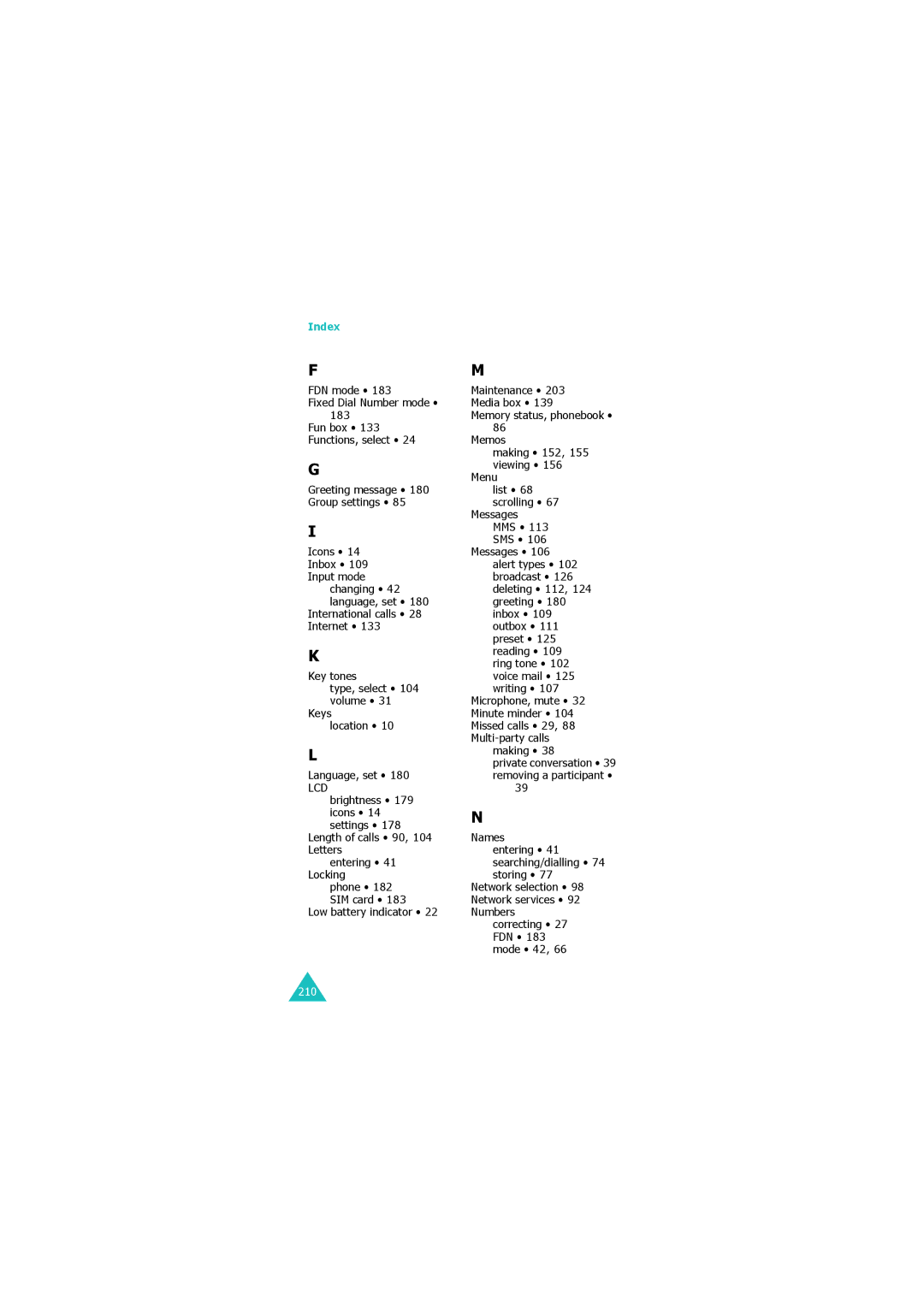 Samsung GH68-06534A manual Index 