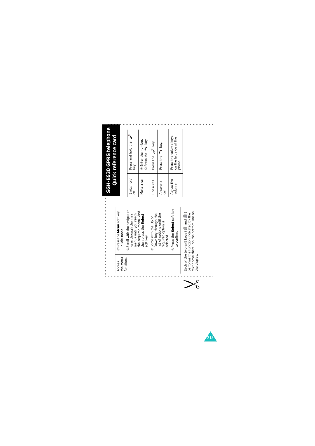 Samsung GH68-06534A manual SGH-E630 Gprs telephone Quick reference card 