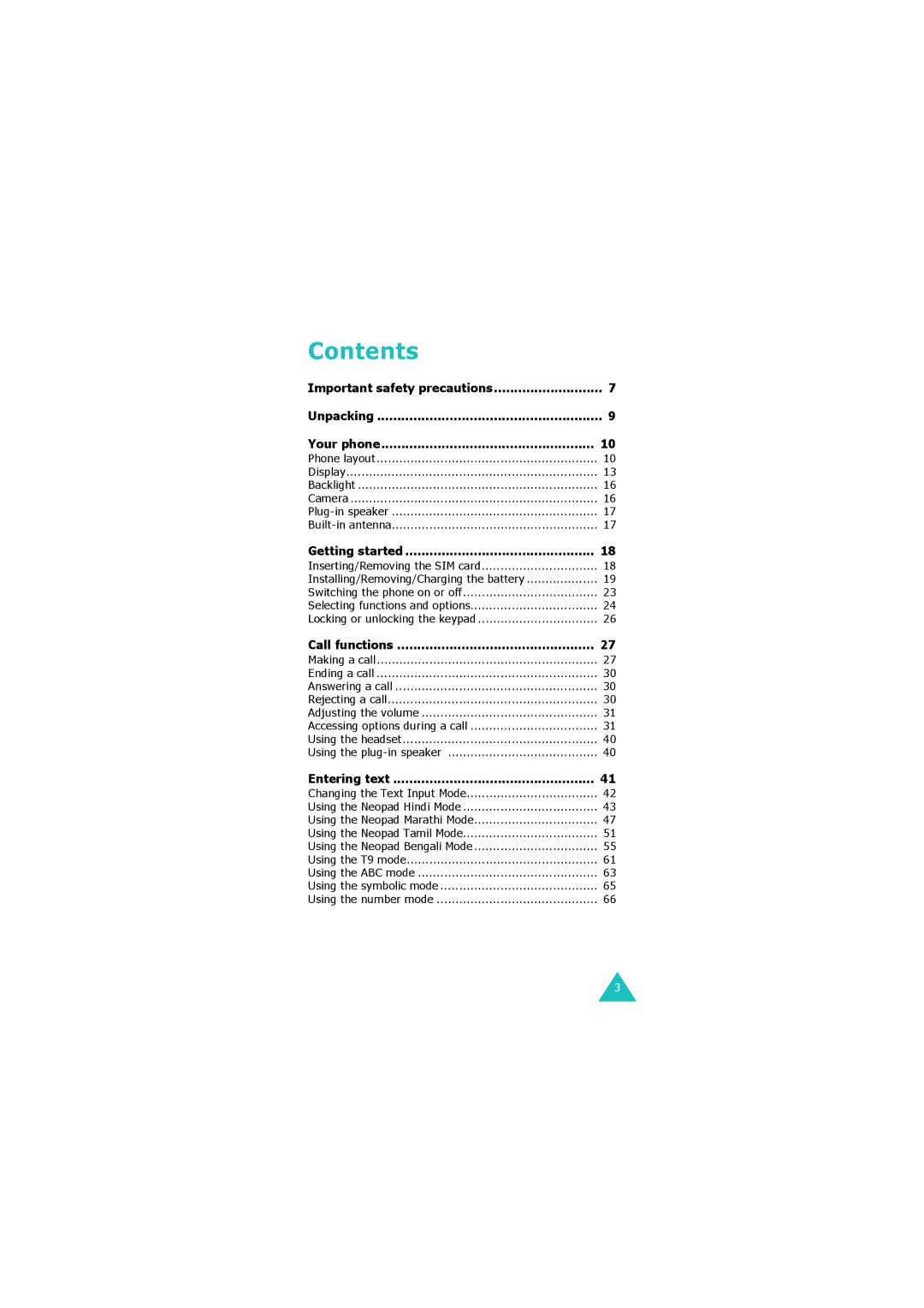 Samsung GH68-06534A manual Contents 