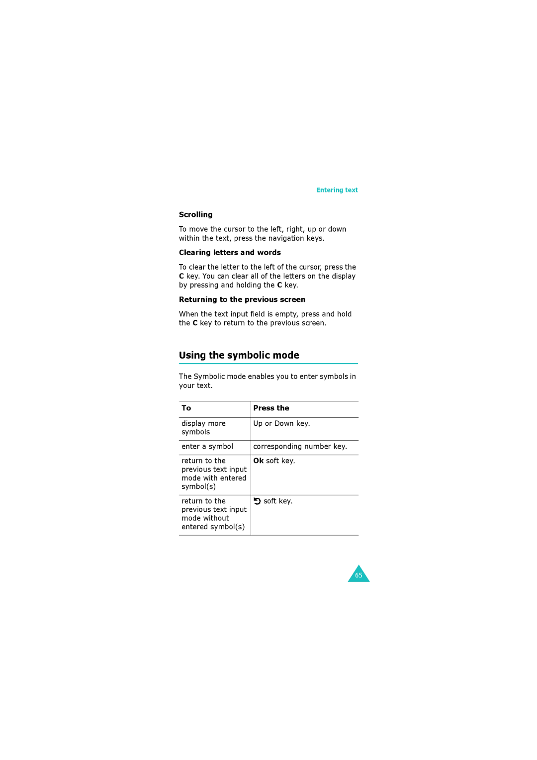 Samsung GH68-06534A manual Using the symbolic mode 