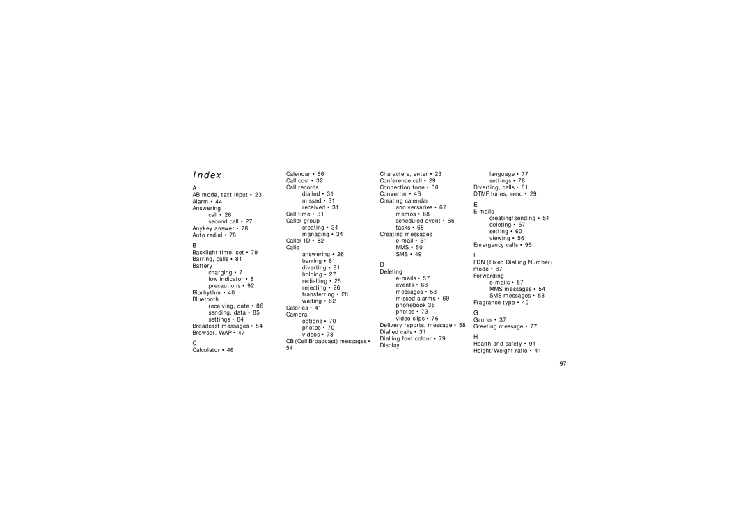 Samsung GH68-06997A manual Index 