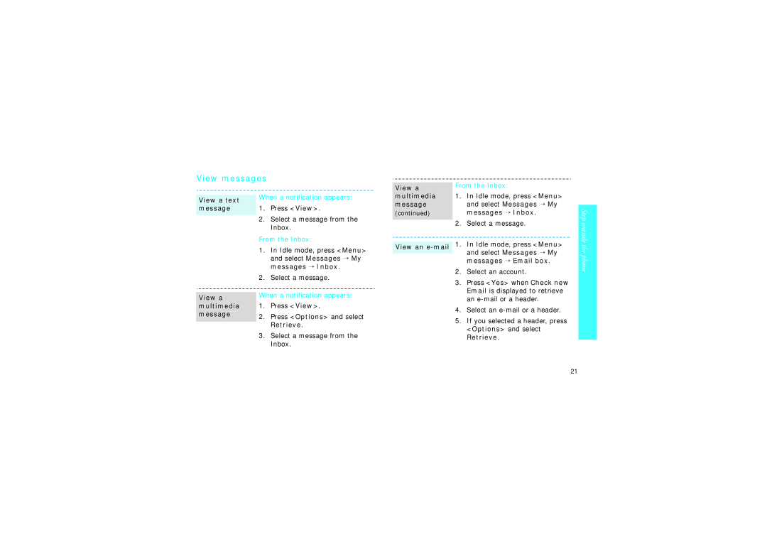 Samsung GH68-06997A manual View messages, Press View Select a message from the Inbox, Select an account 