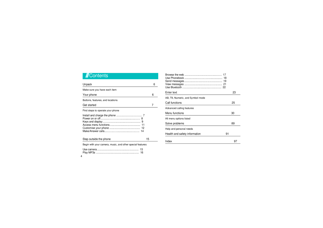 Samsung GH68-06997A manual Contents 