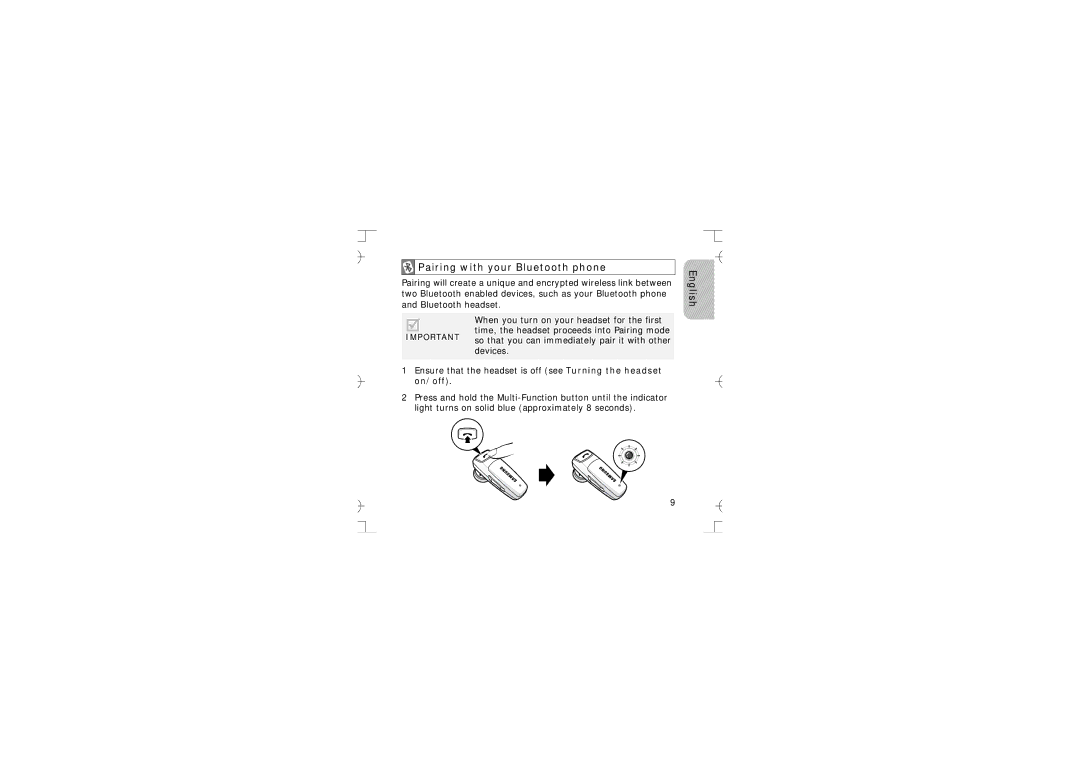 Samsung GH68-12074A manual Pairing with your Bluetooth phone 