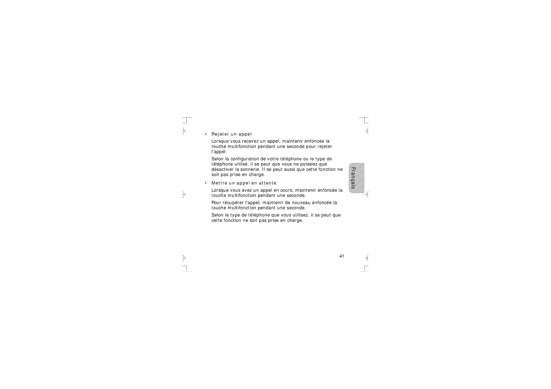 Samsung GH68-12074A manual Rejeter un appel, Mettre un appel en attente 