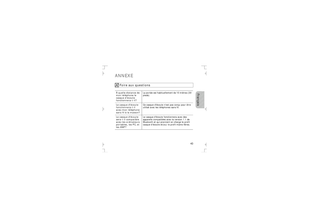 Samsung GH68-12074A manual Annexe, Foire aux questions 