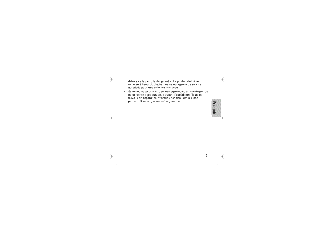 Samsung GH68-12074A manual Samsung ne pourra être tenue responsable en cas de pertes 