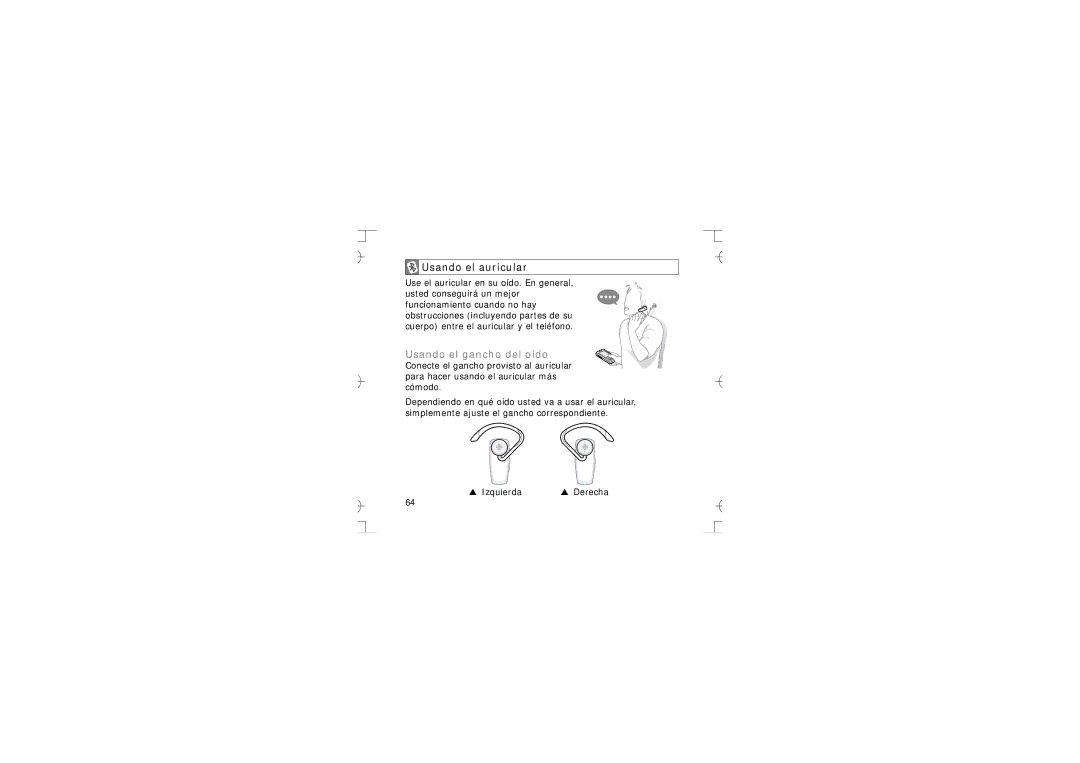 Samsung GH68-12074A manual Usando el auricular, Usando el gancho del oído 