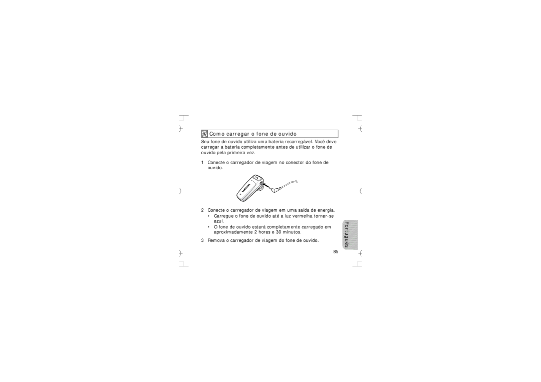 Samsung GH68-12074A manual Como carregar o fone de ouvido 