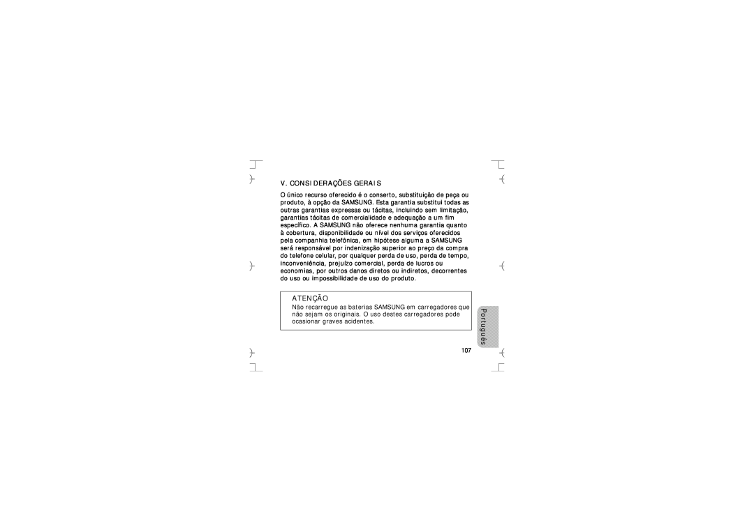 Samsung GH68-12074A manual V. Considerações Gerais, Atenção, Português 