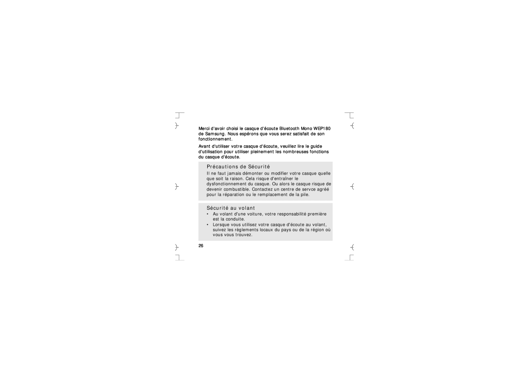 Samsung GH68-12074A manual Précautions de Sécurité, Sécurité au volant 