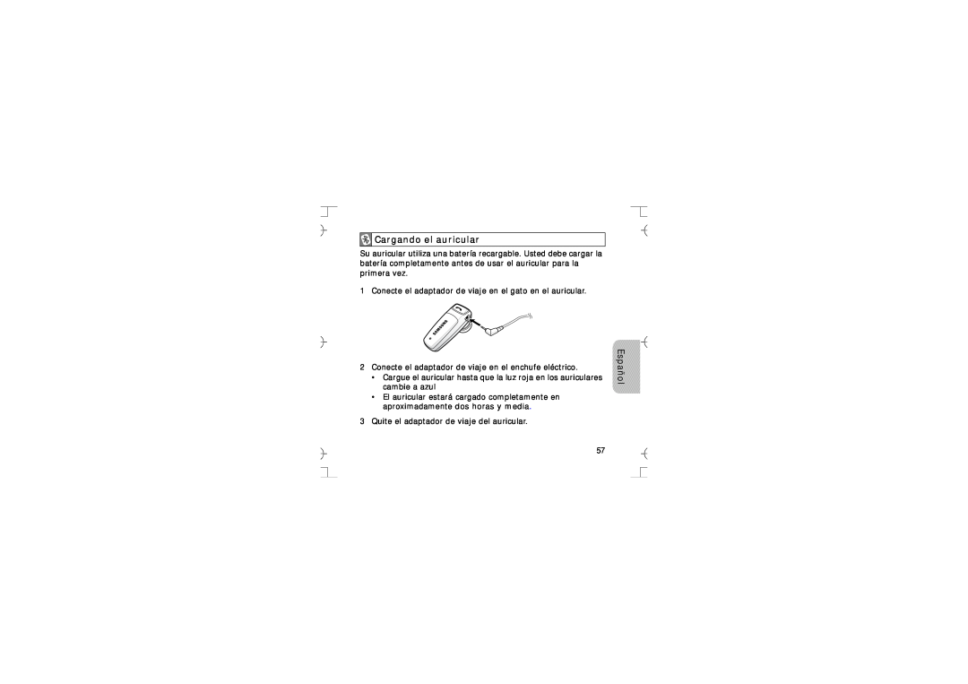 Samsung GH68-12074A manual Cargando el auricular, Español 