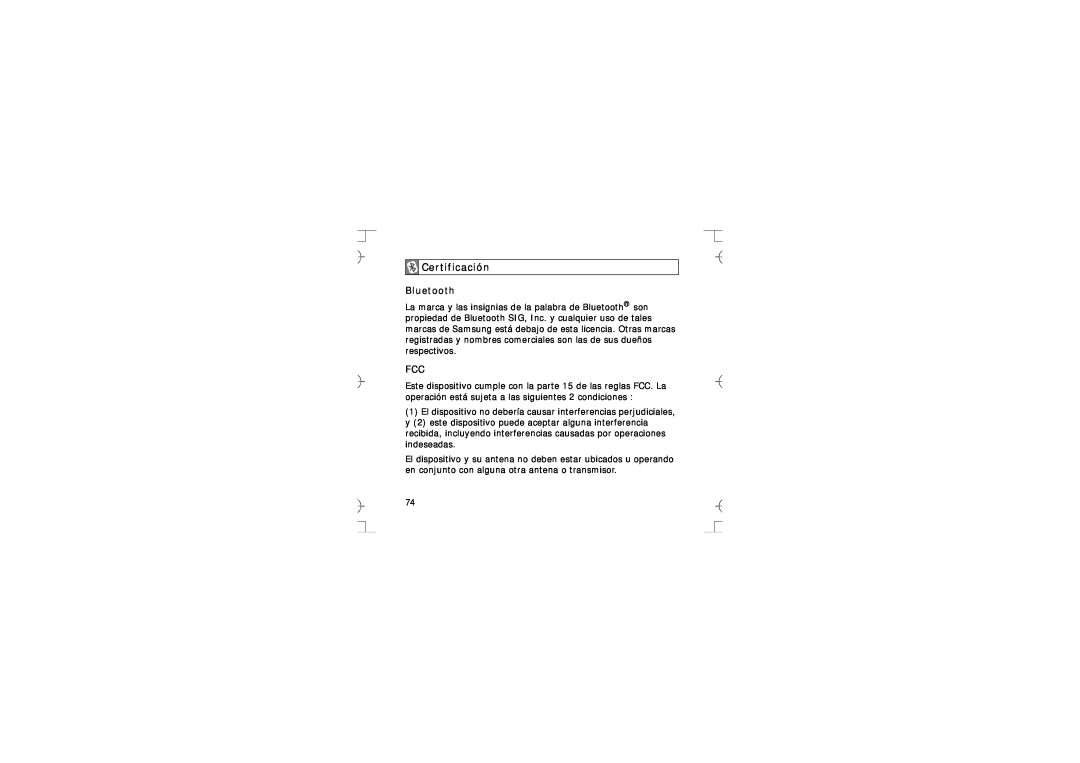 Samsung GH68-12074A manual Certificación Bluetooth 
