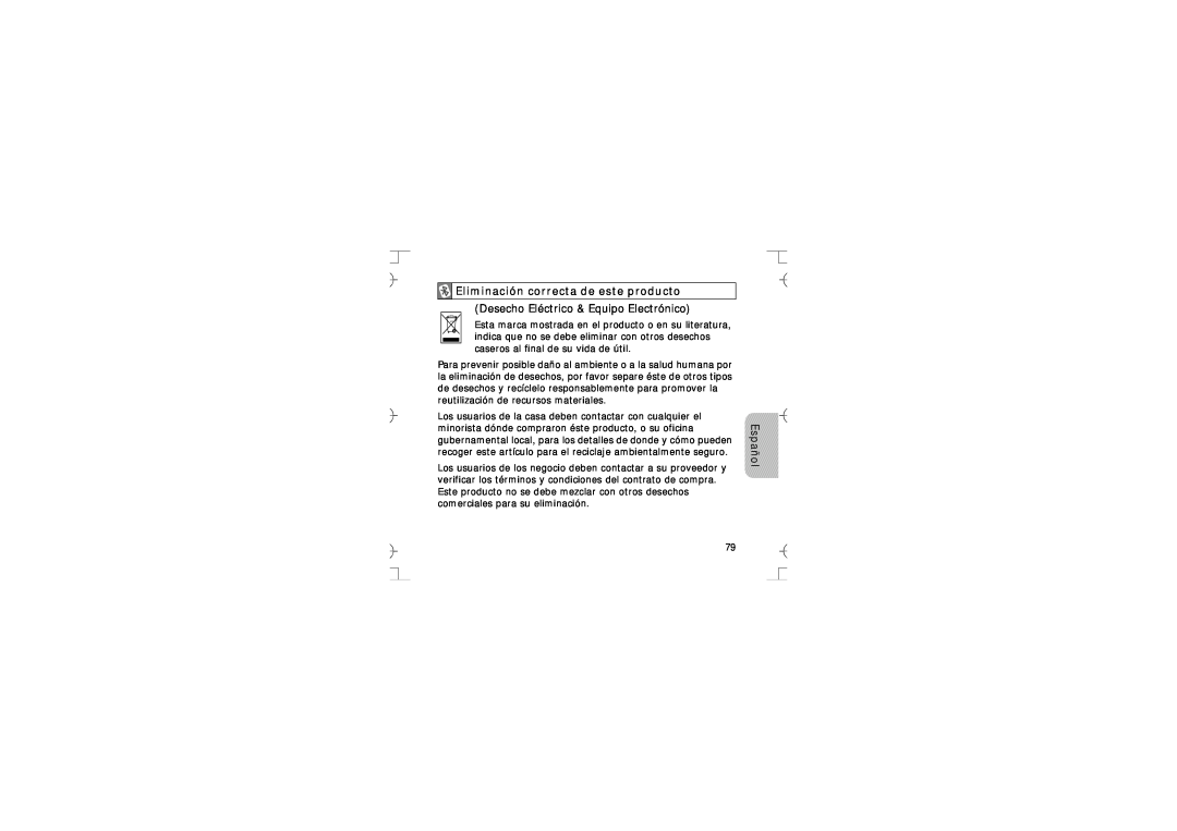 Samsung GH68-12074A manual Eliminación correcta de este producto, Desecho Eléctrico & Equipo Electrónico, Español 