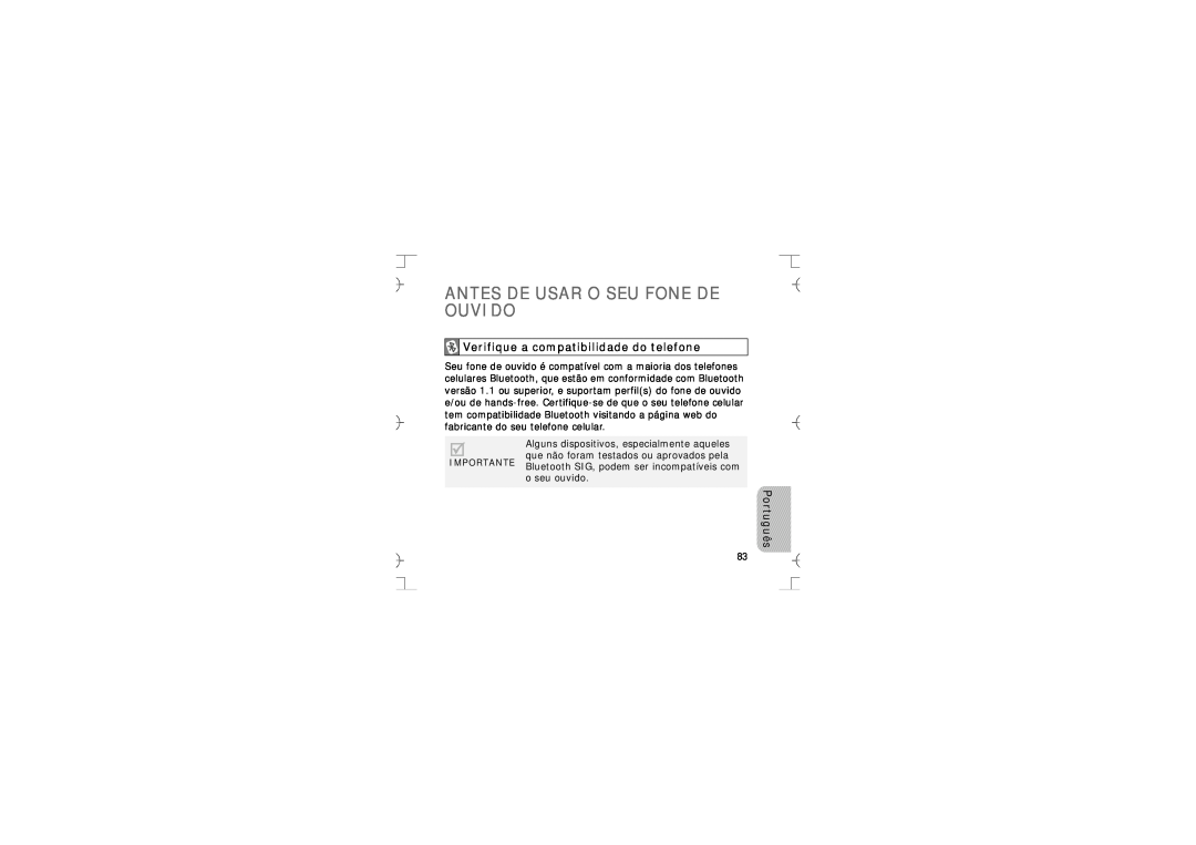 Samsung GH68-12074A manual Antes De Usar O Seu Fone De Ouvido, Verifique a compatibilidade do telefone 