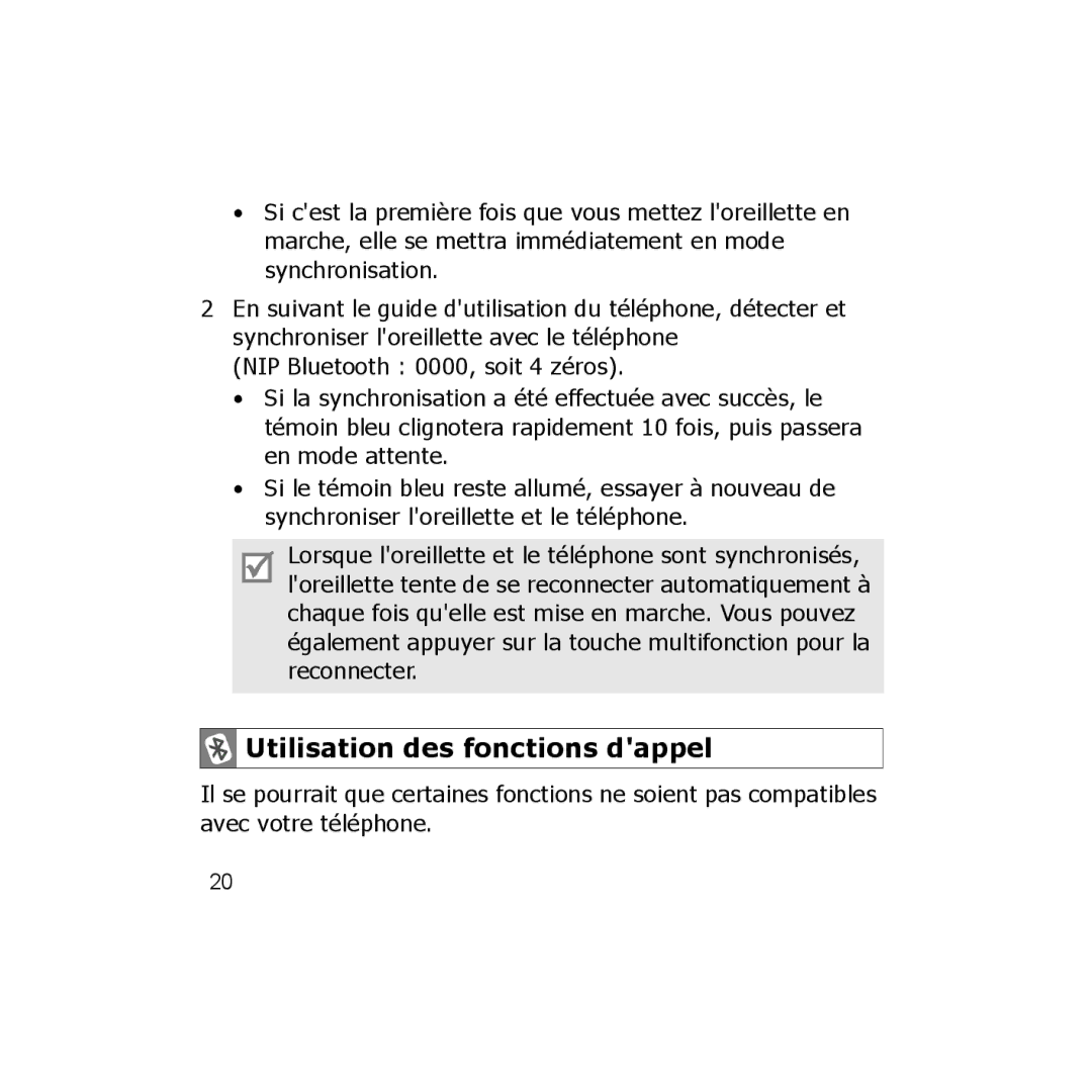 Samsung 7592A-WEP250, GH68-18474A, B013814 manual Utilisation des fonctions dappel 