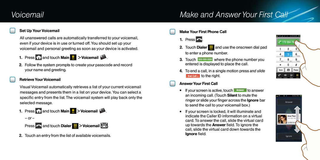 Samsung GH68-18627A manual Voicemail, Make and Answer Your First Call 