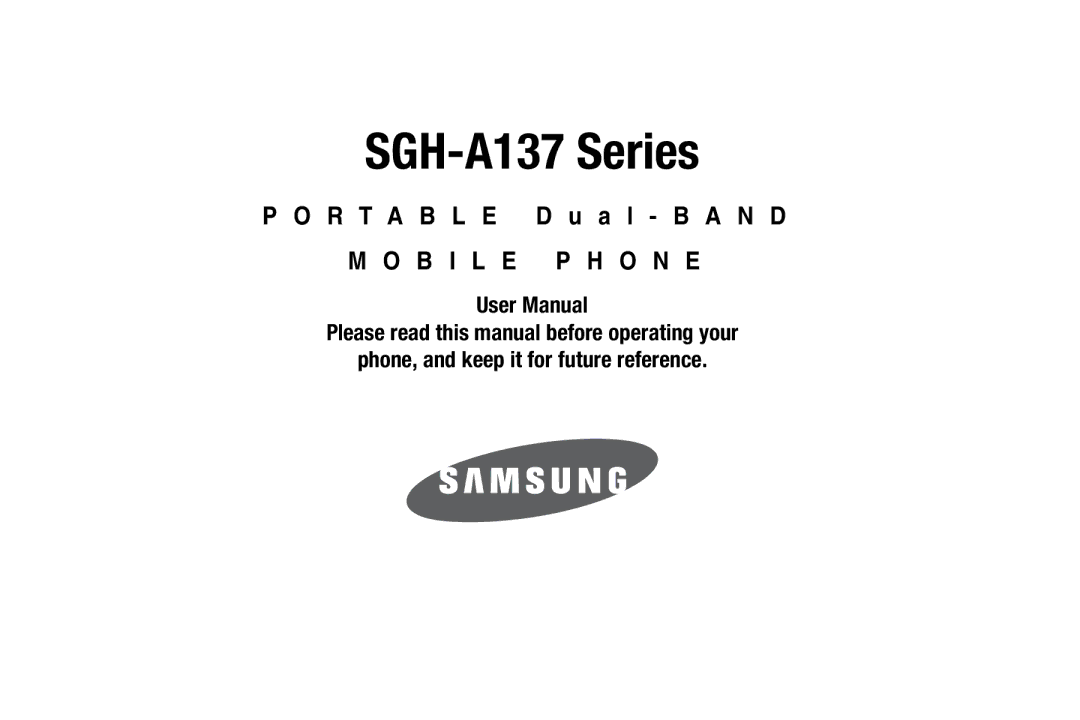 Samsung GH68-18879A user manual SGH-A137 Series 