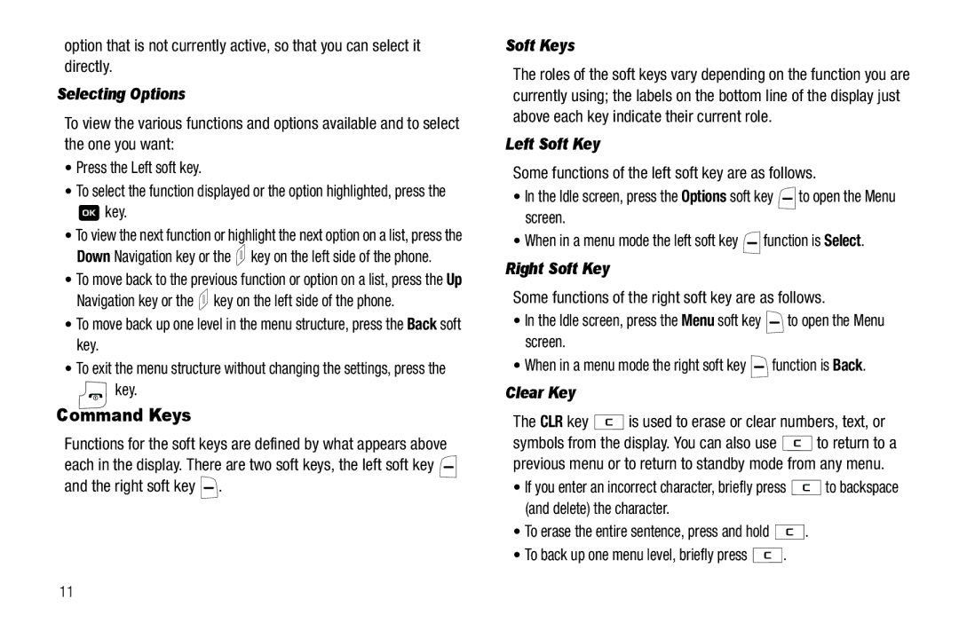 Samsung GH68-18879A user manual Command Keys 