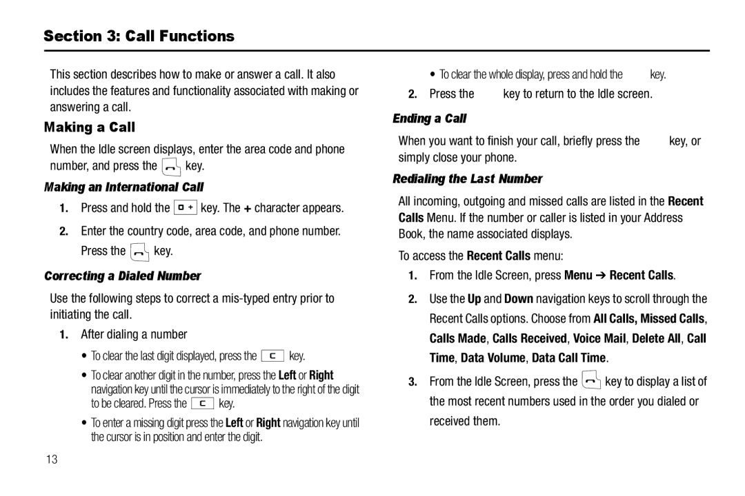 Samsung GH68-18879A user manual Call Functions, Making a Call 