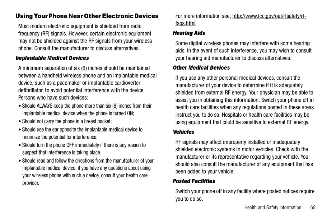 Samsung GH68-18879A Implantable Medical Devices, Hearing Aids, Other Medical Devices, Vehicles, Posted Facilities 