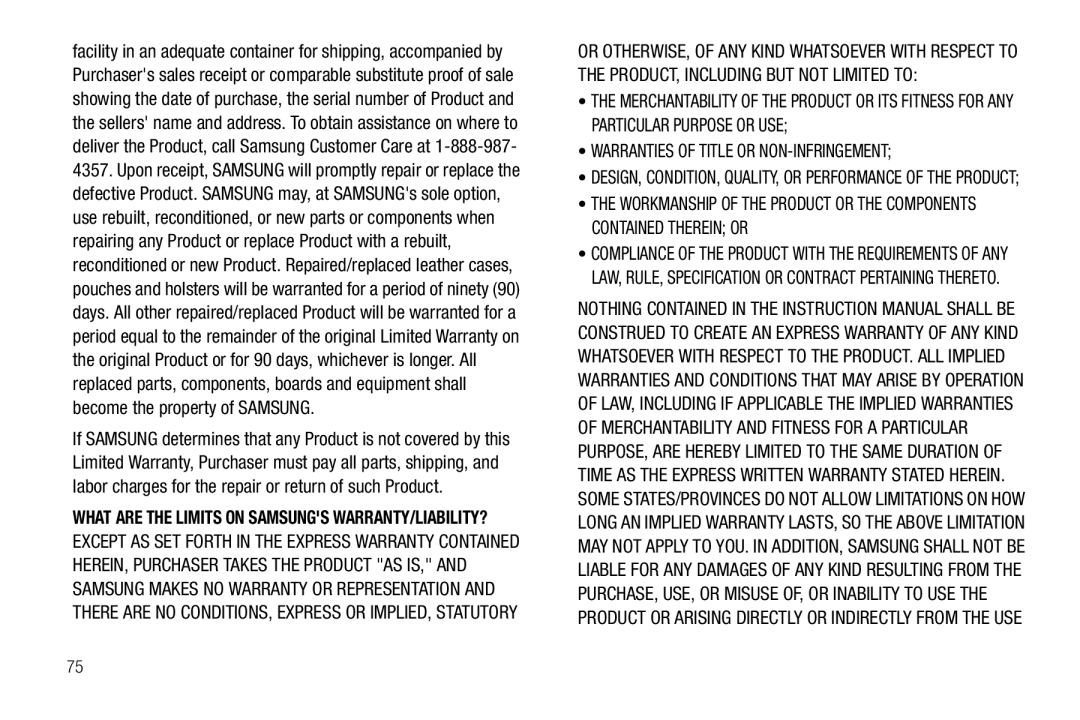 Samsung GH68-18879A user manual Warranties of Title or NON-INFRINGEMENT 