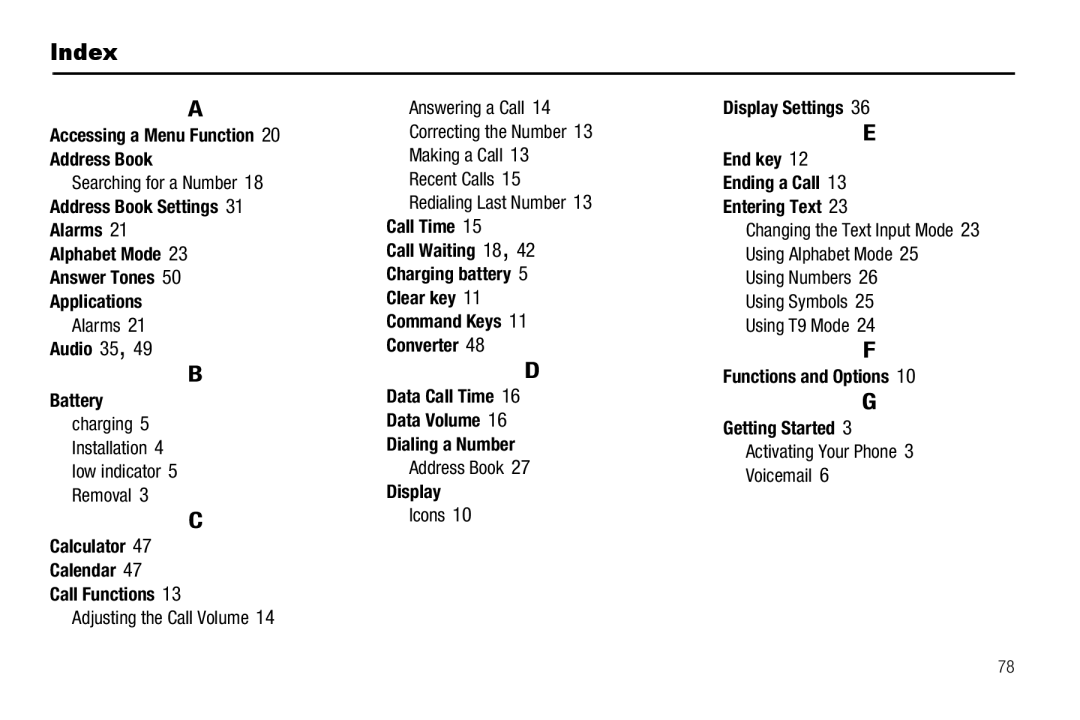 Samsung GH68-18879A user manual Index 