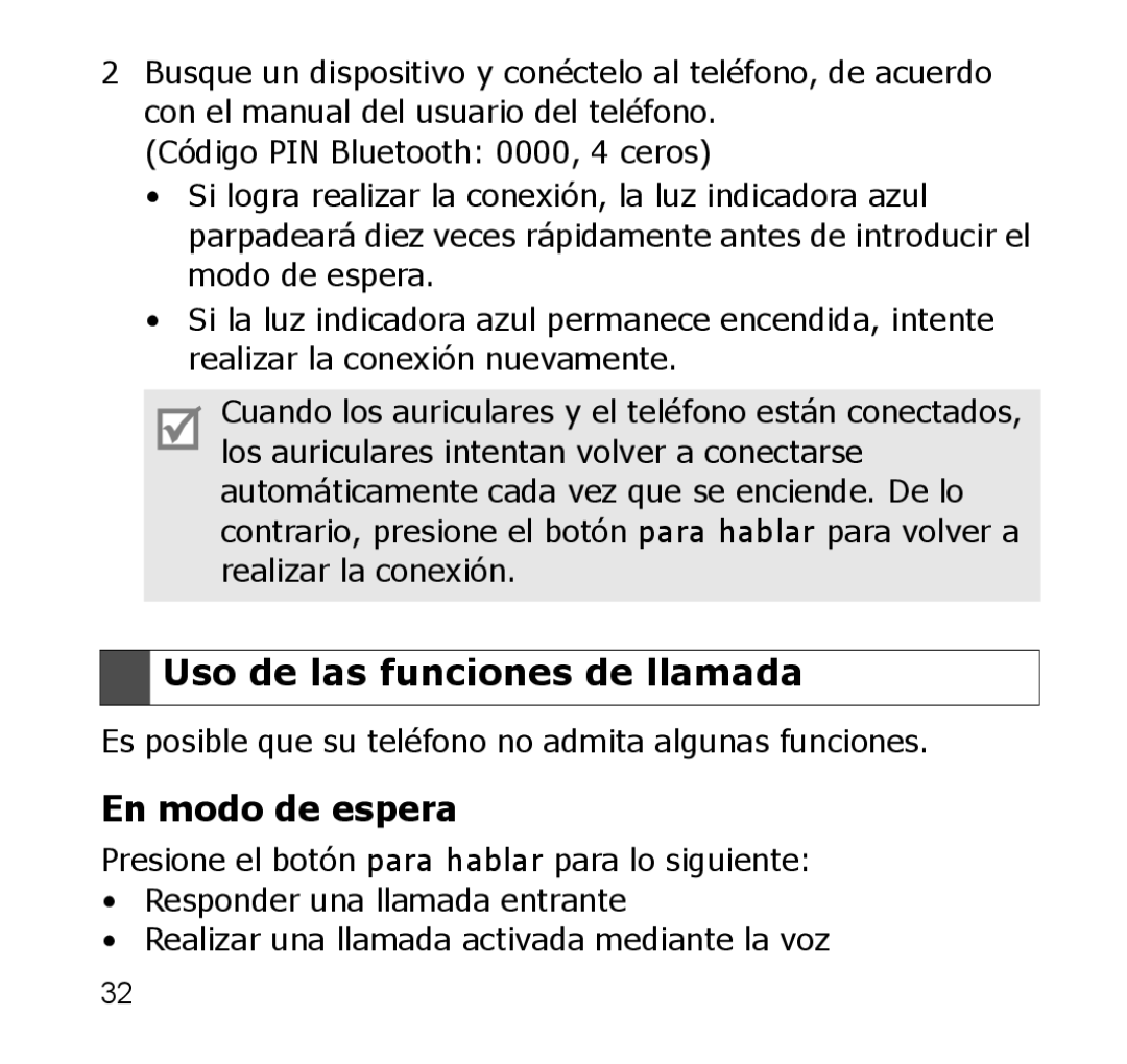 Samsung GH68-19211A manual Uso de las funciones de llamada, En modo de espera 