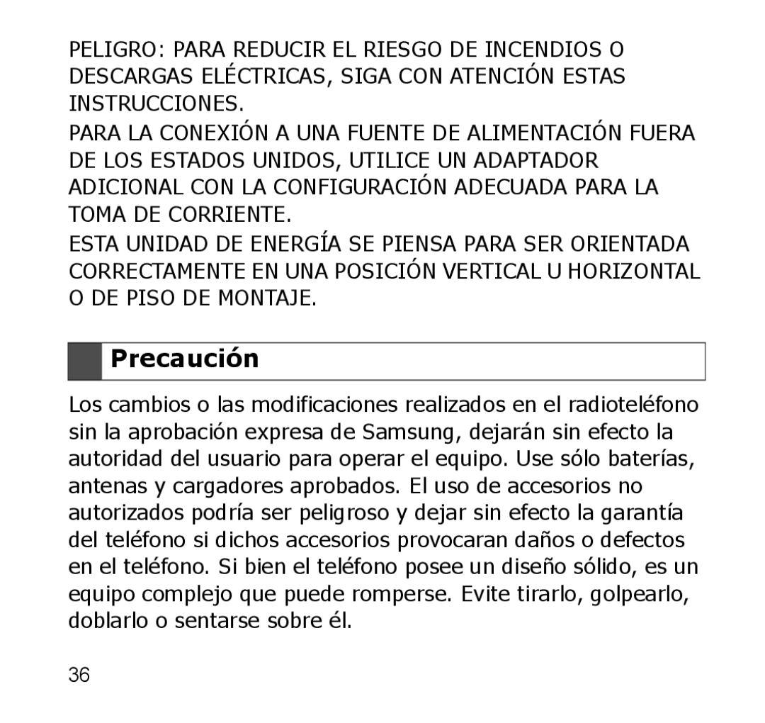 Samsung GH68-19211A manual Precaución 