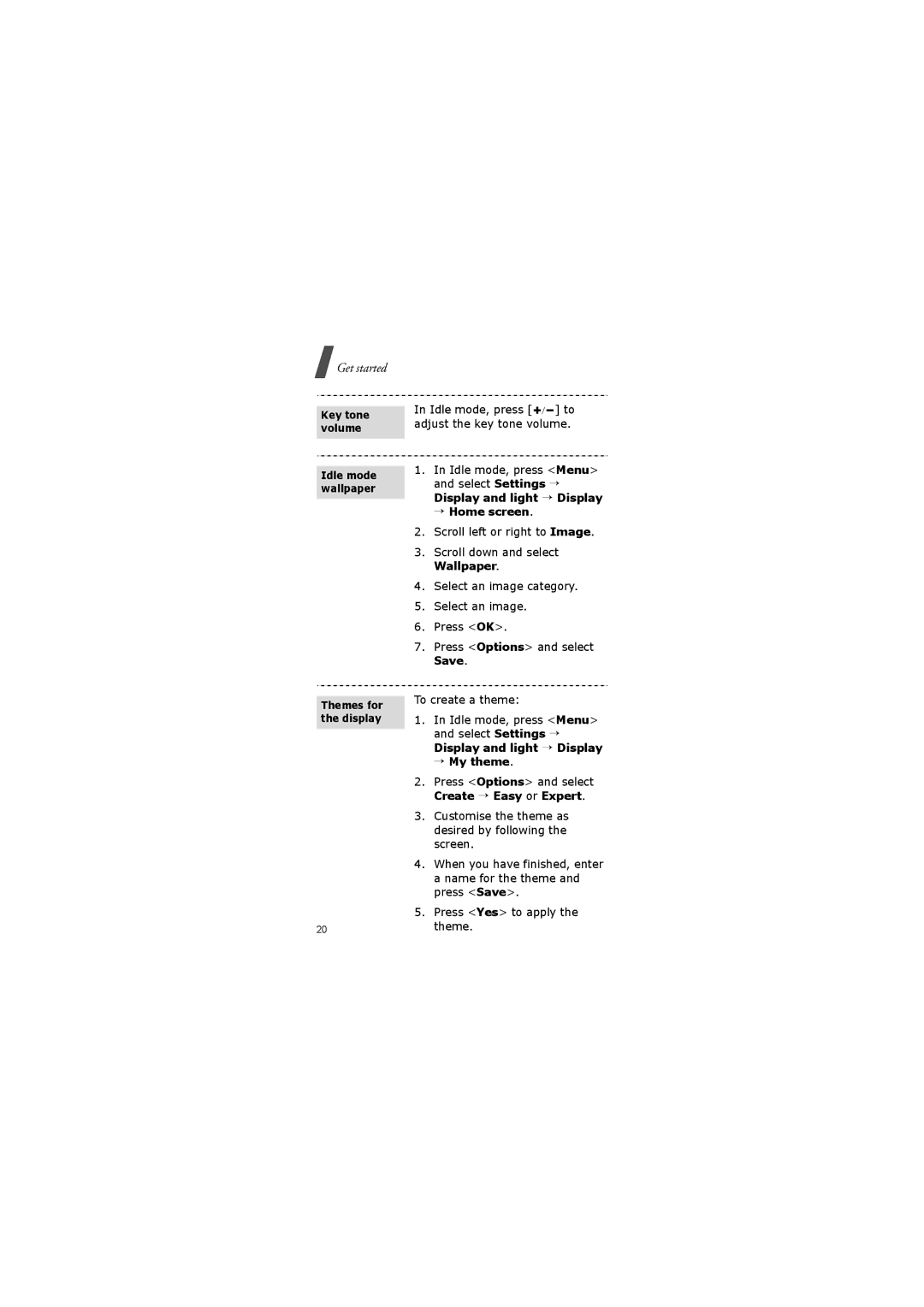 Samsung GH68-20883A manual Idle mode, press to, To create a theme 