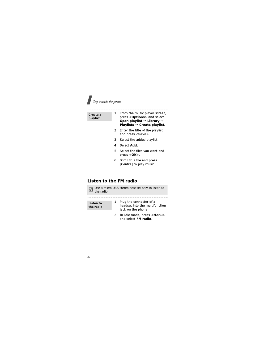 Samsung GH68-20883A manual Listen to the FM radio, Create a playlist 