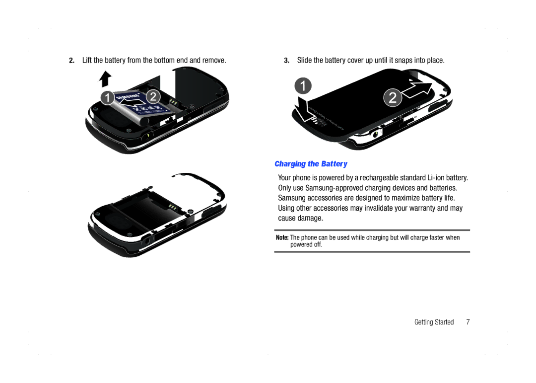 Samsung GH68-21438A user manual Charging the Battery 