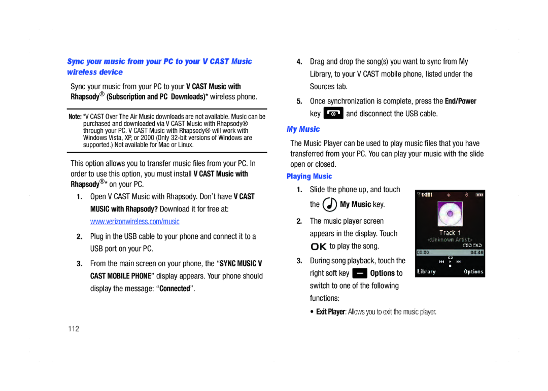 Samsung GH68-21438A user manual Key and disconnect the USB cable, Slide the phone up, and touch, My Music key 