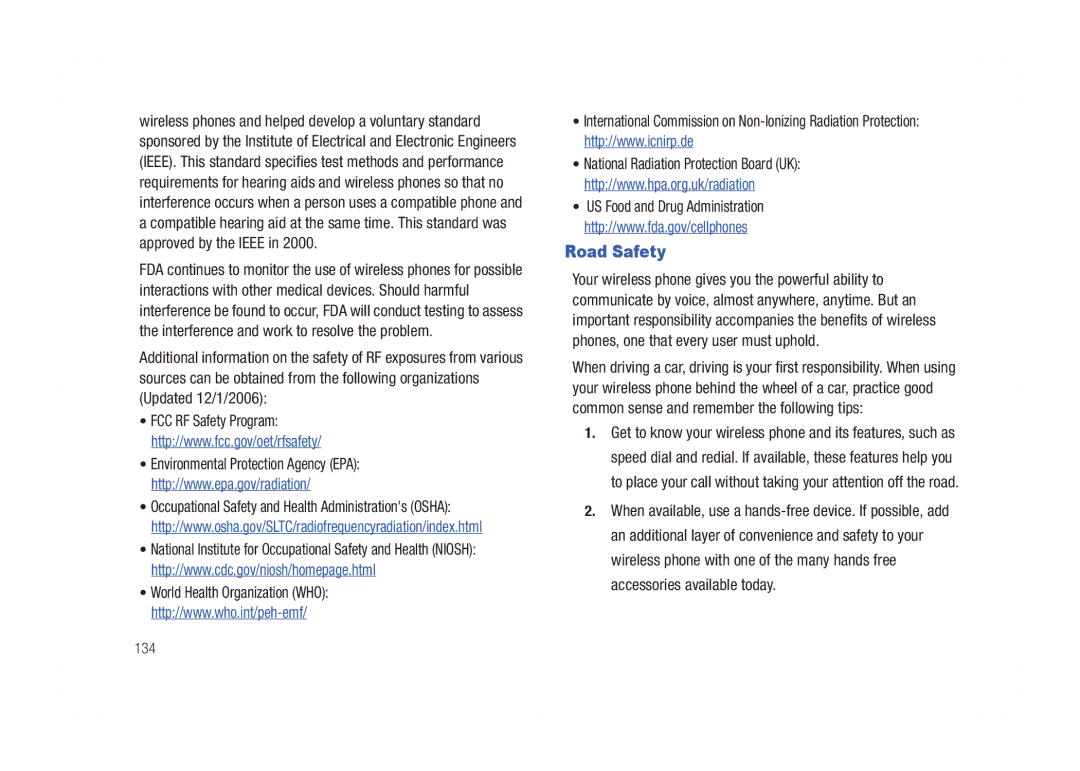 Samsung GH68-21438A user manual Road Safety 