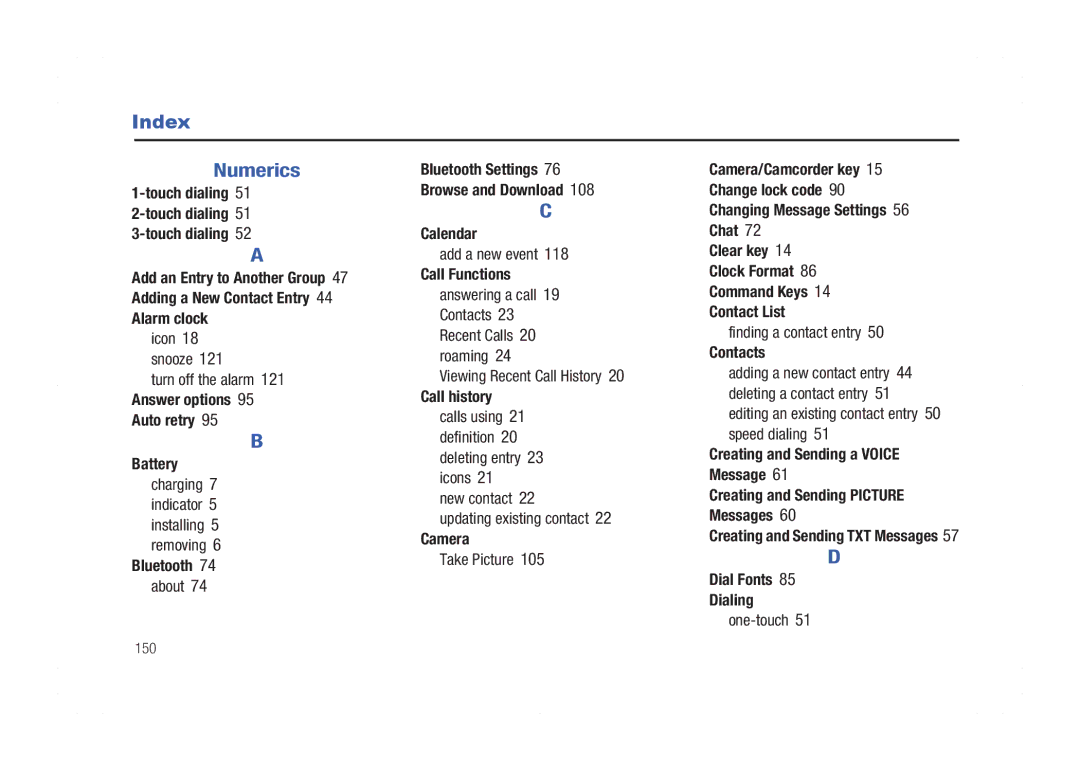 Samsung GH68-21438A user manual Index Numerics 