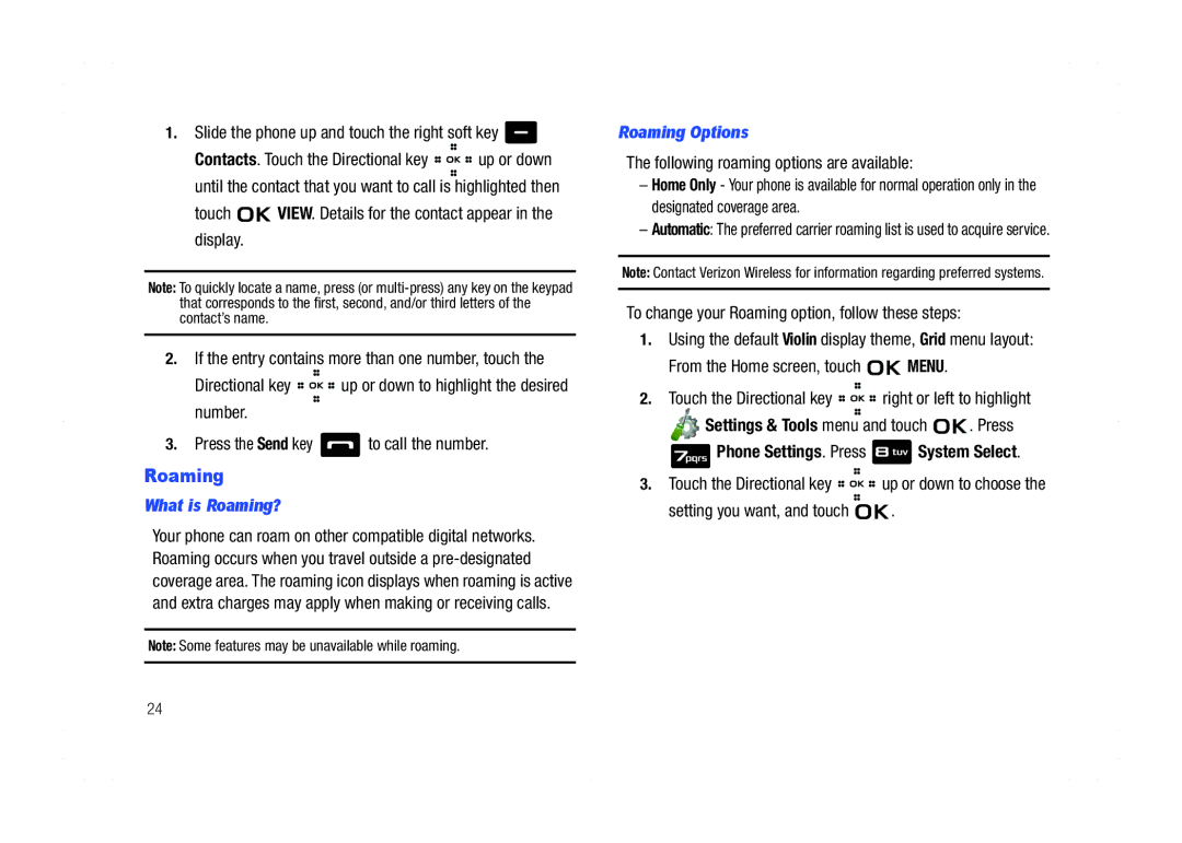 Samsung GH68-21438A user manual What is Roaming?, Roaming Options, Phone Settings. Press System Select 