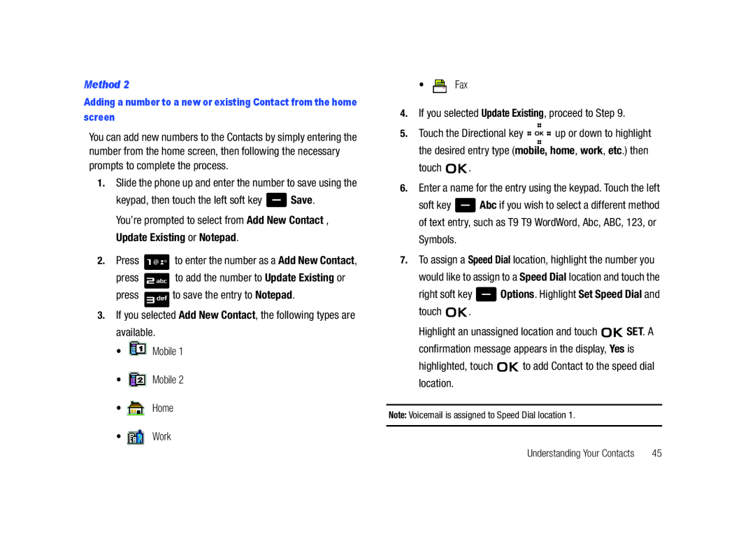 Samsung GH68-21438A user manual Touch, Press to enter the number as a Add New Contact 