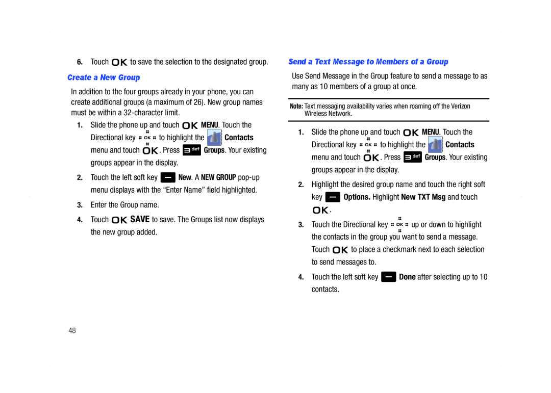 Samsung GH68-21438A user manual Create a New Group, Send a Text Message to Members of a Group 