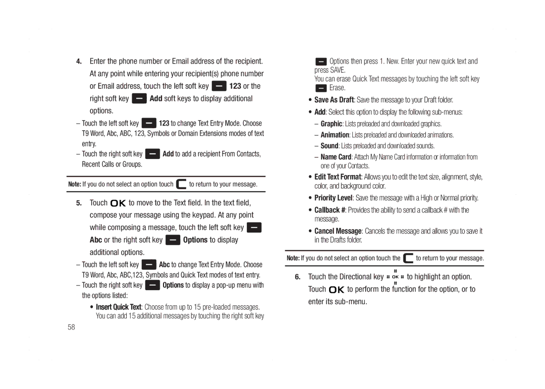 Samsung GH68-21438A user manual Right soft key Add soft keys to display additional options, Entry 