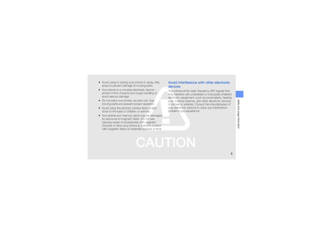 Samsung GH68-21991A manual Avoid interference with other electronic devices 