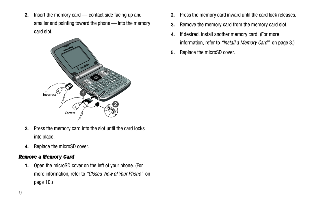 Samsung GH68-22565A user manual Remove a Memory Card 
