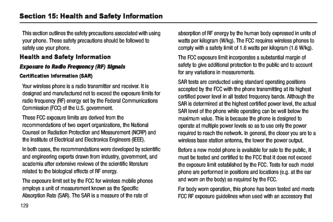 Samsung GH68-22565A Health and Safety Information, Exposure to Radio Frequency RF Signals, Certification Information SAR 
