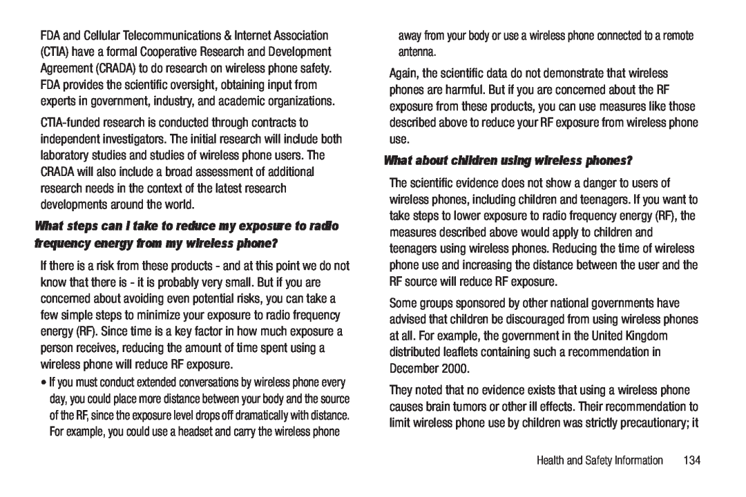 Samsung GH68-22565A user manual What about children using wireless phones? 