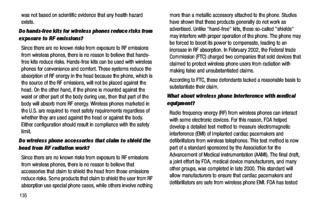 Samsung GH68-22565A user manual was not based on scientific evidence that any health hazard exists 